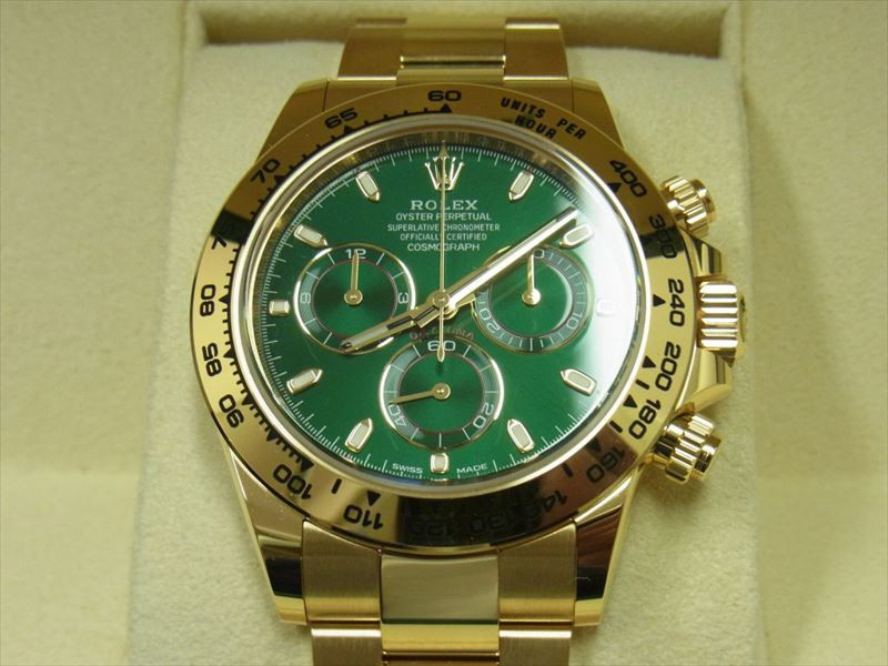 【大阪・難波・梅田　神戸・三宮ブランドラボ】新品・未使用 ロレックス コスモグラフ デイトナ 116508 グリーン文字盤 税込定価￥3,873,100- ブランド時計高価買取