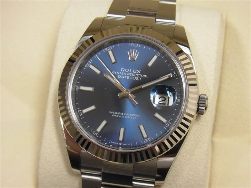 【大阪ブランドラボ時計買取】ロレックス 126334 デイトジャスト41 オイスターブレス 青文字盤を買い取りました。