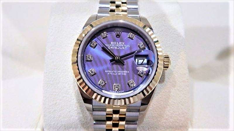 ロレックス デイトジャスト28 パープル 文字盤 279173G 未使用 買取価格 ¥1,100,000-