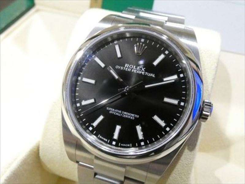 ロレックス オイスターパーペチュアル39 114300 黒文字盤 中古 買取価格 ¥750,000-