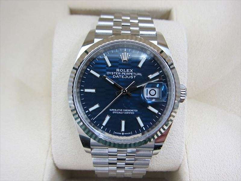 【大阪難波本店】ロレックス 126234 デイトジャスト36 ブライトブルー フルーテッドモチーフ 買取いたしました。