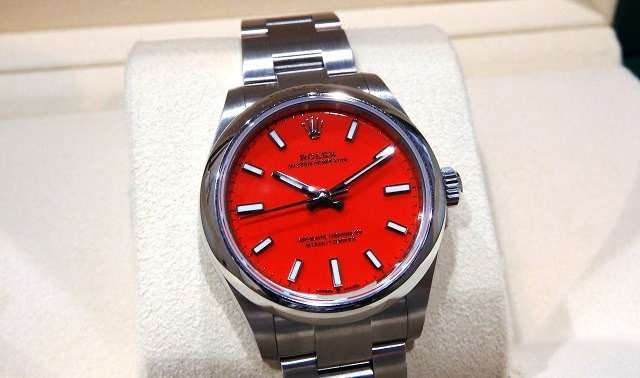 ロレックスオイスターパーペチュアル31　277200コーラルレッド中古美品買取価格 ¥900,000-