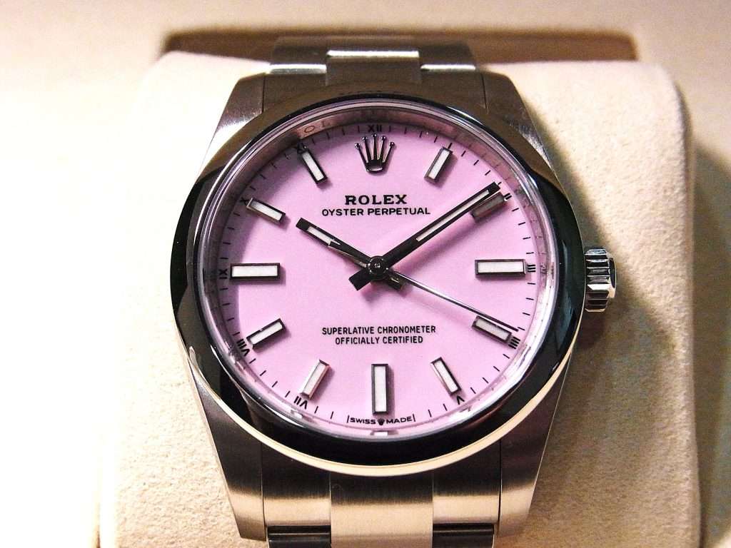 【大阪難波】ロレックス オイスターパーペチュアル124200キャンディピンクを買取致しました。